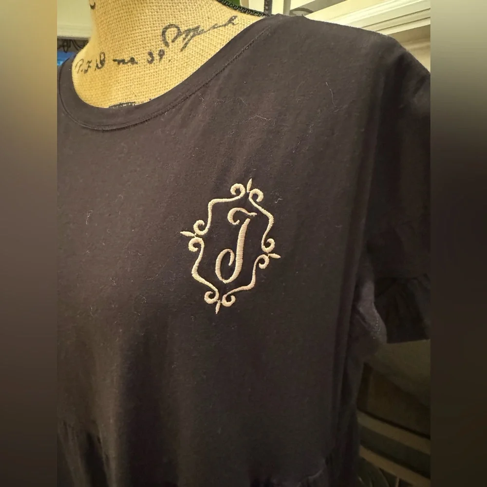 Tiered Black Jersey Dress Monogrammed “J”